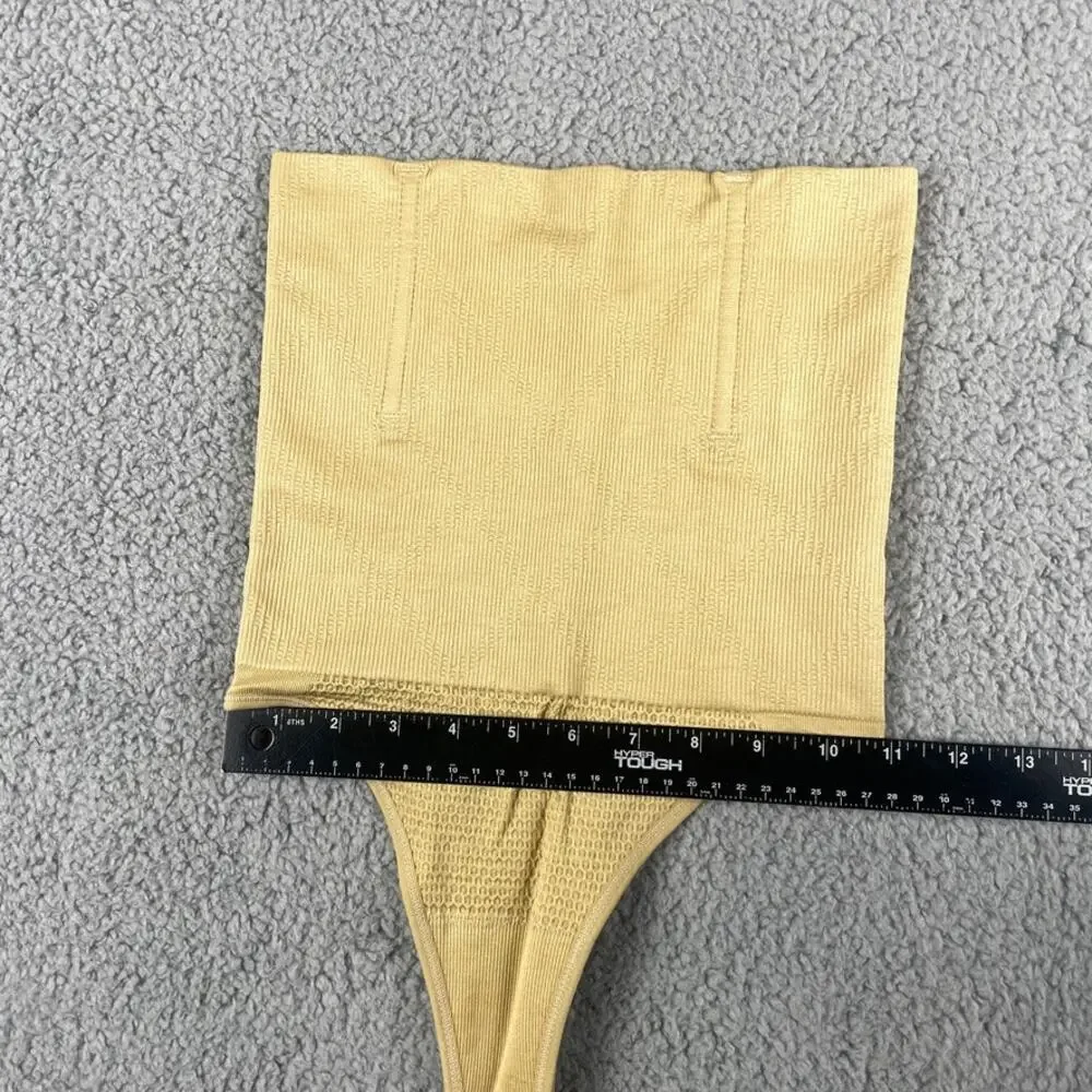 Women's Small Apricot High-Waist Tummy Control Body Shaper Thong Panty Shapewear